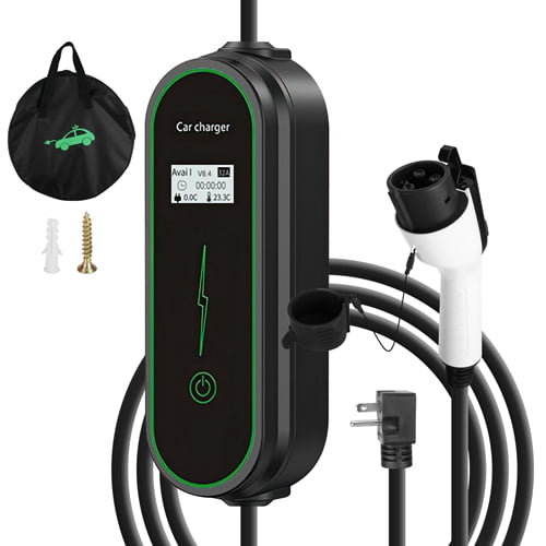 View of Level2 EV Charger Portable Electric Vehicle Charging Station with NEMA ...