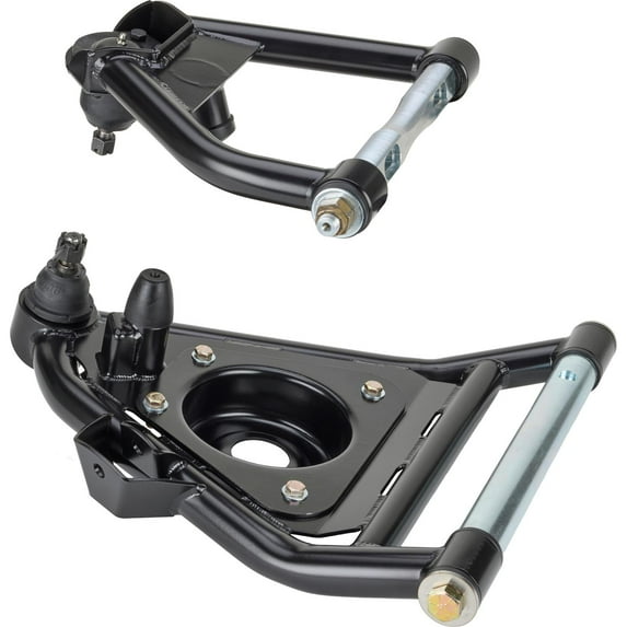 LevelSet™ Tubular Front Control Arm Kit Compatible with 1971-1972 Chevy C10, DOM Steel Upper & Lower Arms with MOOG Ball Joints, Delrin Bushings, Bolt-In Spring Cups, Black Finish