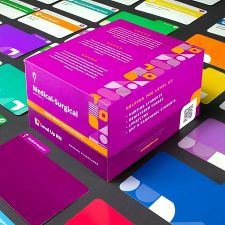 LevelUP RN Med-Surg Review LPN RN Flash Cards – Only Essential Info for Nursing School (409 Cards)