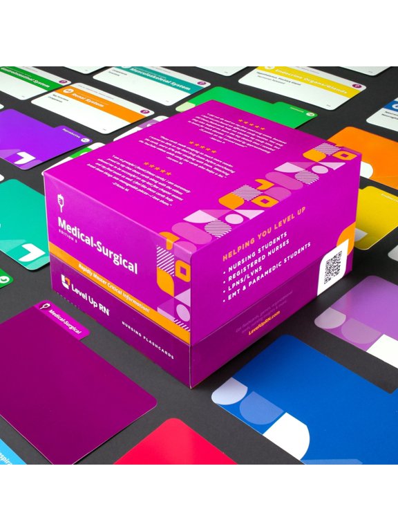 LevelUP RN Med-Surg Review LPN RN Flash Cards Only Essential Info for Nursing School (409 Cards)