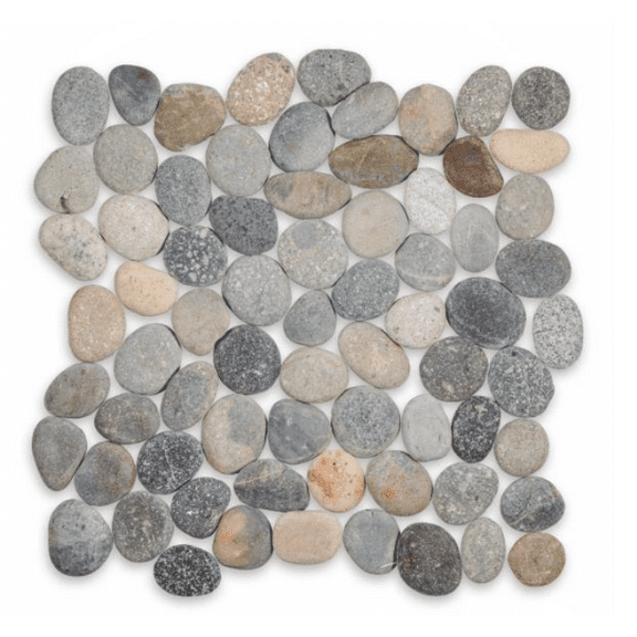 Leveled River Bed Round Pebble Tile 12"x12" Interlocking Floor and Wall Indoor and Outdoor Natural Zen Modern Living 11 sheets per case