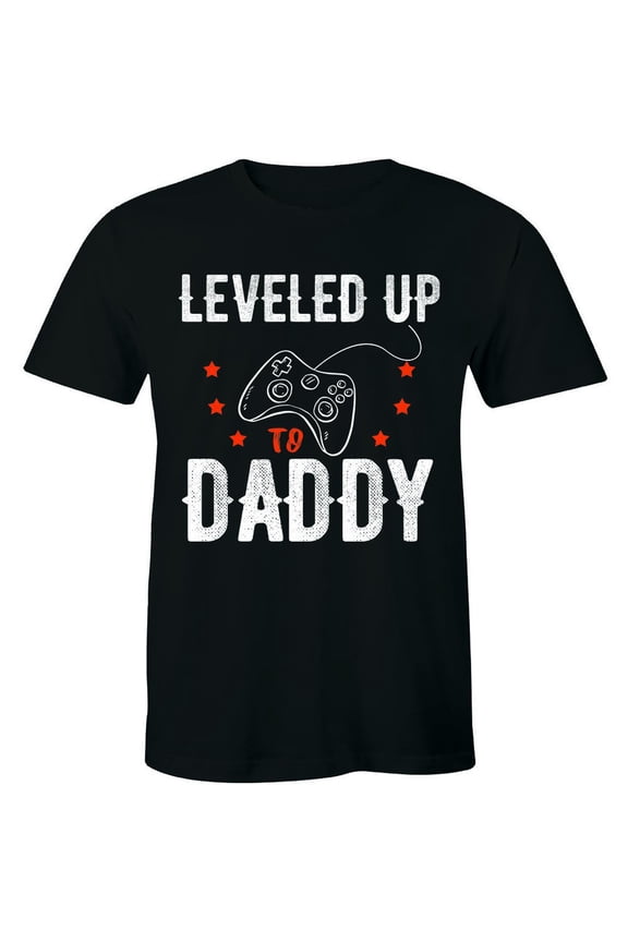 Leveled Up Daddy Gamer Shirt Tshirt Baby Announcement Expecting Future Dad All Size S-5Xl