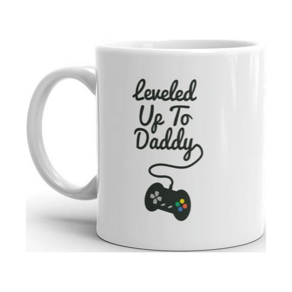 Leveled Up to Daddy Mug Funny Father's Day Video Game Controller Graphic Novelty Coffee Cup - 11oz