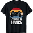 thumbnail image 1 of Leveled Up To Fiance Gifts For Him Newly Engaged Couple T-Shirt, 1 of 4