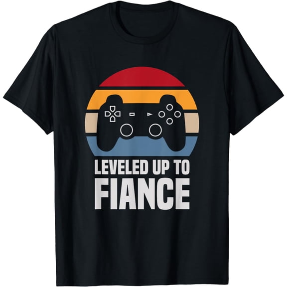 Leveled Up To Fiance Gifts For Him Newly Engaged Couple T-Shirt