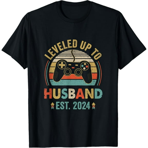 Leveled Up To Husband 2024 Video Game Funny Married Gamer T-Shirt