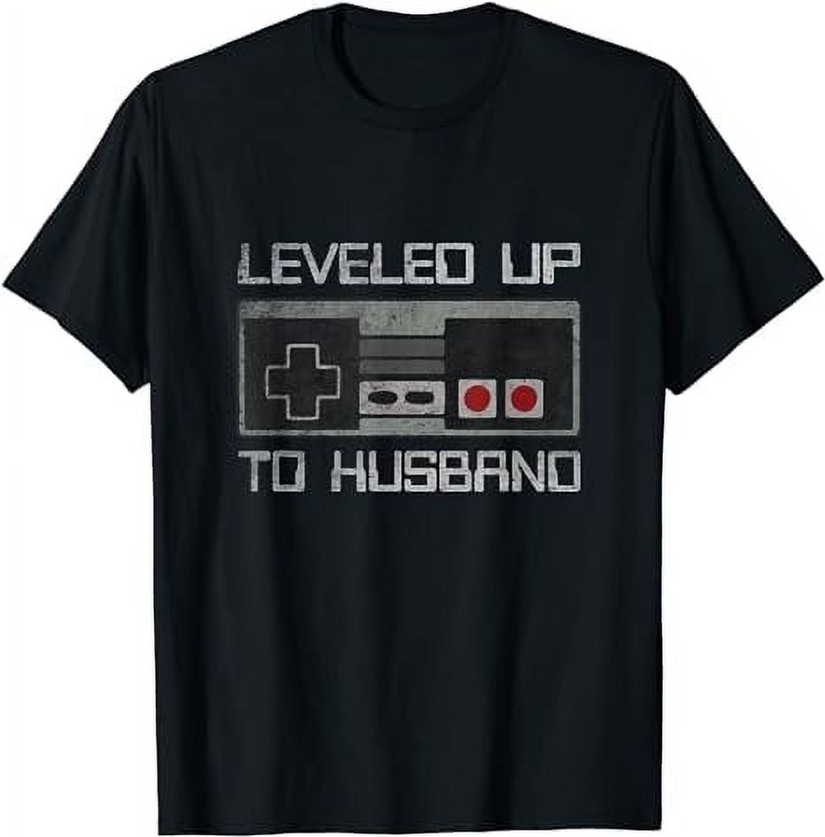 Leveled Up To Husband Newlywed Groom Newly Married Couple TShirt