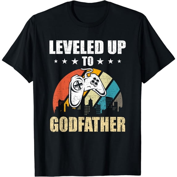 Leveled up to Godfather Video Gamer Gaming T-Shirt