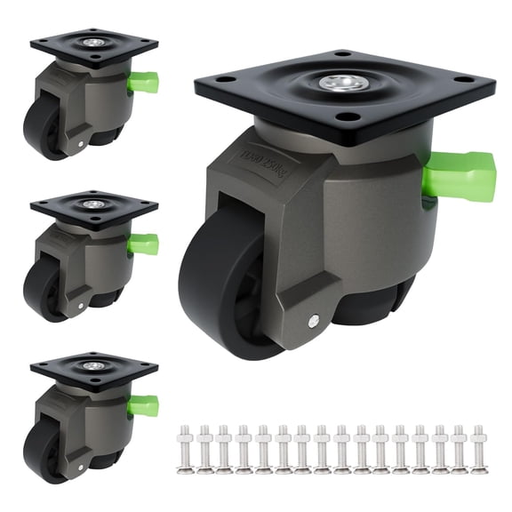 Leveling Casters Heavy Duty, 4-Pack with Tool-Free Ratchet, 2200 Lbs Total Capacity, Height Adjustable, 360 Swivel with Feet for Workbench, Table Saw, Machine