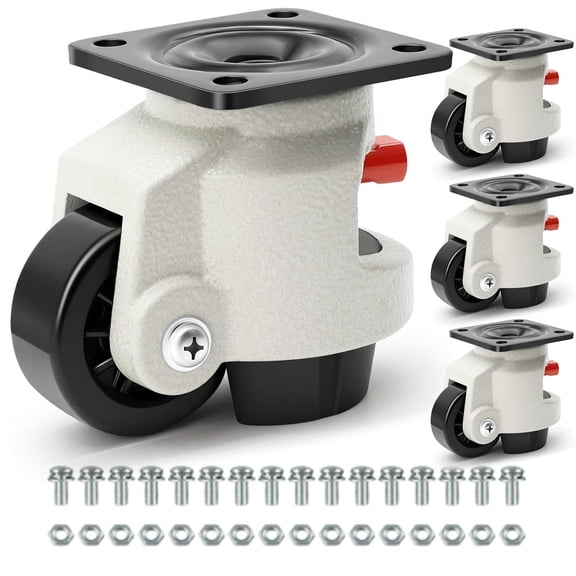 Leveling Casters Heavy Duty with Upgraded Ratchet Handle Design, Swivel Castor Wheels, Adjustable Casters with Feet for Workbench, Machine, Total Capacity