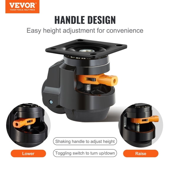 Leveling Casters,Set of 4,2200 lbs Total Load Capacity,2.5"es,Heavy Duty with Upgraded Handle Design,360 Degree Swivel Caster Wheels,Adjustable Casters with Feet for Workbench,Machine