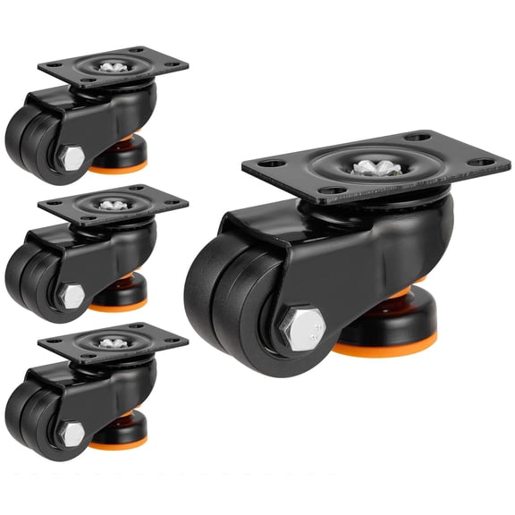 Leveling Casters Set of 4 Heavy Duty Retractable Wheel 80F Low Profile Swivel Workbench Castors 4200 Lbs Industrial Leveling Machine Double Casters for Equipment Workbench Furniture