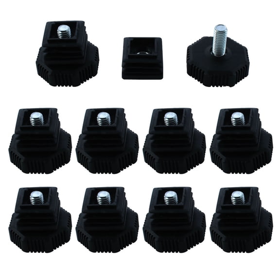 Leveling Feet 25 x 25mm Square Tube Inserts Furniture Adjustable Leveler 10 Sets