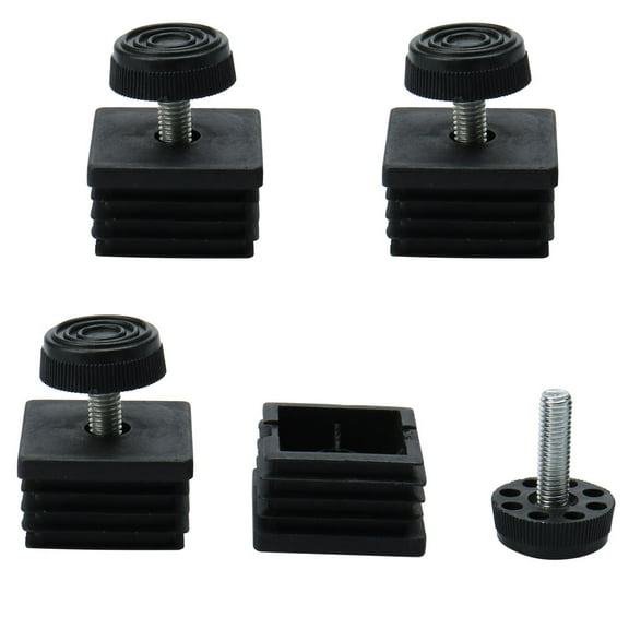 Leveling Feet 30 x 30mm Square Tube Inserts Kit Furniture Glide Adjustable Leveler for Chair Bench Couch 4 Sets