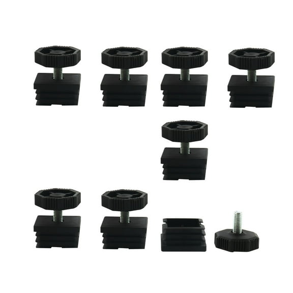 Leveling Feet 38 x 38mm Square Tube Inserts Kit Furniture Glide Adjustable Leveler for Chair Bench Couch 8 Sets