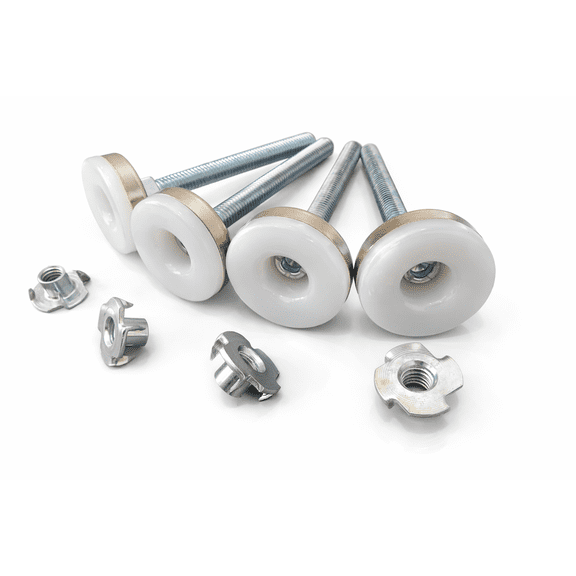 Leveling Feet and Furniture Leveler Legs and Glides, Protect Flooring from Chairs, Tables, Workbenches, Cabinets, Nylon Feet, 3? Stem, 5/16? Thread, 4 Pieces, Includes T-Nuts, by Tech Team