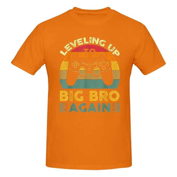 Leveling Up To Big Bro Again Men'S Basic Short Sleeve T-Shirt Orange Small