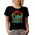 thumbnail image 1 of Leveling Up to Daddy - Baby Shower, Pregnancy Announcement, Video Gamer Dad, Black T-Shirt, Small, 1 of 5