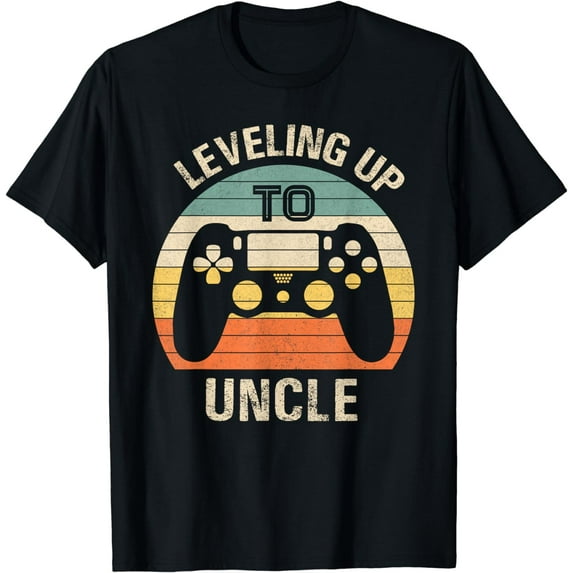 Leveling up to uncle 2024 funny video gamer vintage men T-Shirt