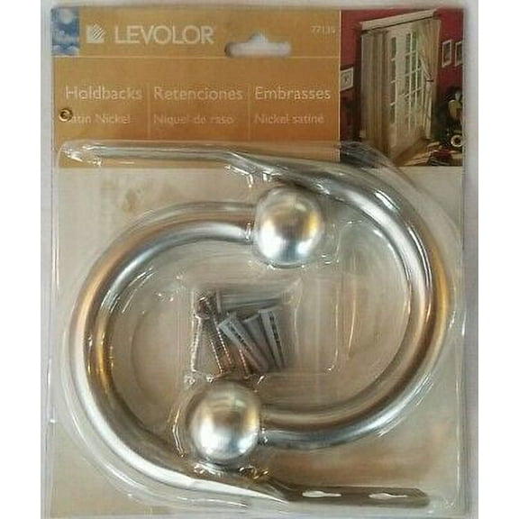 Levelor Satin Nickel Curtain Holdbacks 2 pk w Mounting Screws