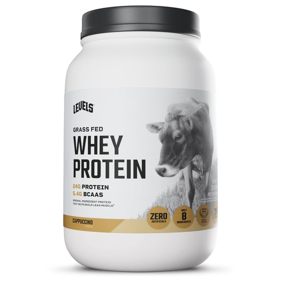 Levels Grass Fed Whey Protein Powder, No Artificials, 24G of Protein, Cappuccino, 2LB