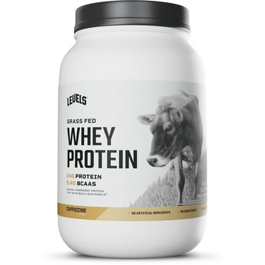 Levels Grass Fed Whey Protein Powder, No Artificials, 24G of Protein, Cappuccino, 2LB