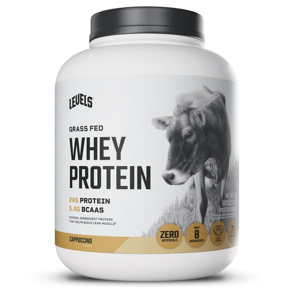 Levels Grass Fed Whey Protein Powder, No Artificials, 24G of Protein, Cappuccino, 5LB