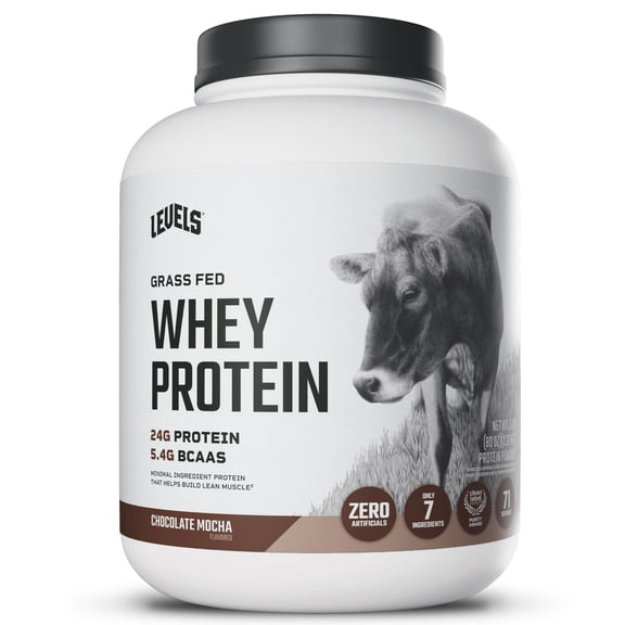 Levels Grass Fed Whey Protein Powder, No Artificials, 24G of Protein, Chocolate Mocha, 5LB