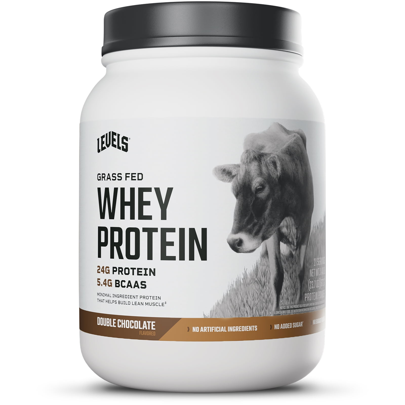 Levels Grass Fed Whey Protein Powder, No Artificials, 24G of Protein, Double Chocolate, 1.48LB