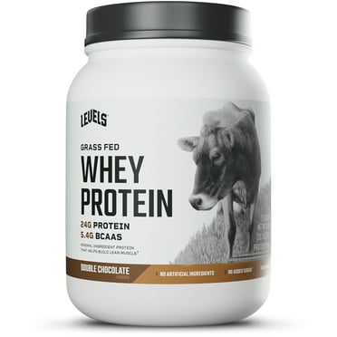 Levels Grass Fed Whey Protein Powder, No Artificials, 24G of Protein, Double Chocolate, 1.48LB