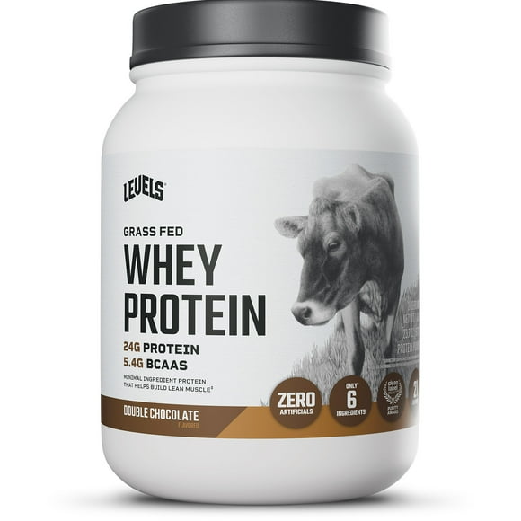 Levels Grass Fed Whey Protein Powder, No Artificials, 24G of Protein, Double Chocolate, 1.48LB