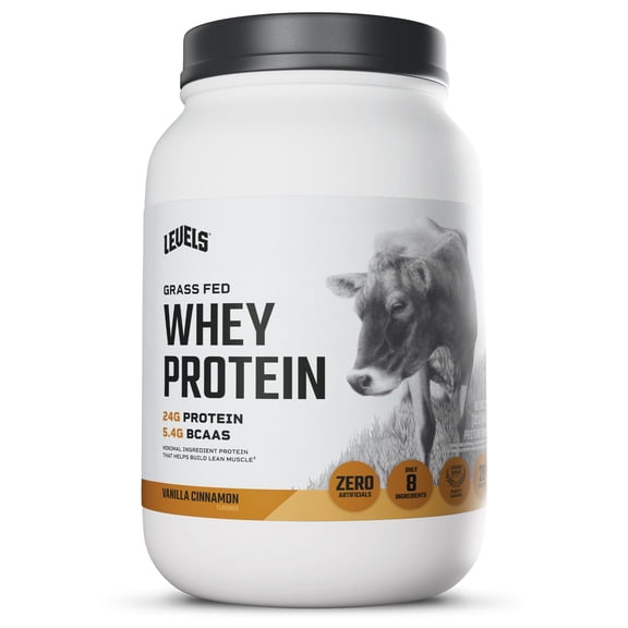 Levels Grass Fed Whey Protein Powder, No Artificials, 24G of Protein, Vanilla Cinnamon, 2LB