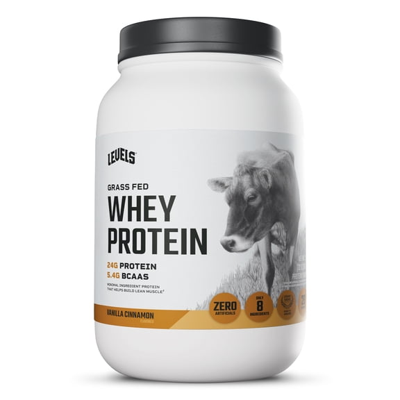 Levels Grass Fed Whey Protein Powder, No Artificials, 24G of Protein, Vanilla Cinnamon, 2LB