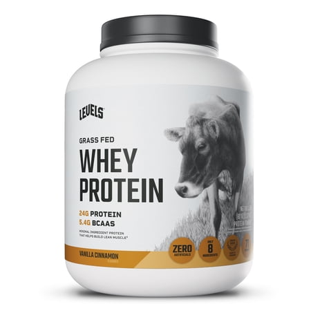 Levels Grass Fed Whey Protein Powder, No Artificials, 24G of Protein, Vanilla Cinnamon, 5LB