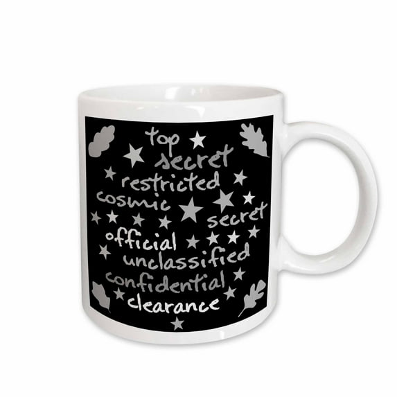 3drose, Levels of Classified Information Funny Shades of Grey Text on Black, 11oz Mug