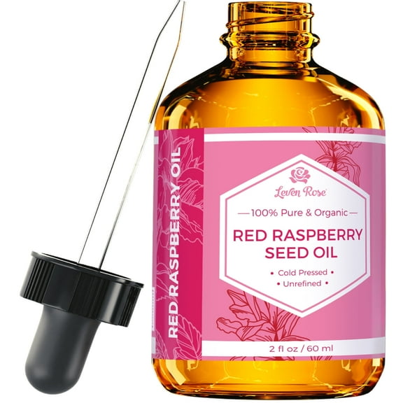 Leven Rose 2oz Red Raspberry Seed Oil for Face, Organic, Cold Pressed Raspberry Oil