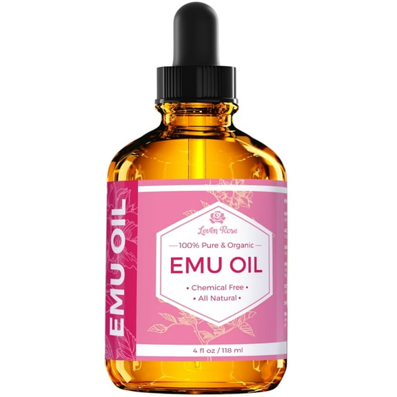 Leven Rose Emu Oil for Skin, Seven Times Refined, 100% Pure and Premium Emu Oil from Australia - 4 oz