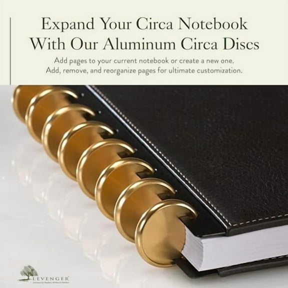 Levenger Aluminum Metal Circa Discs Binder Rings for Discbound Notebooks System, 11 Pack, Gold 2-Inch