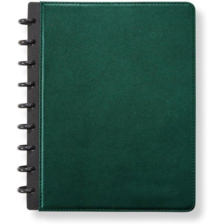 Levenger Circa Midway Leather Foldover Notebook - Discbound 9 Disc Smooth, full-grain leather notebook, Includes 60 annotation ruled sheets of 90-gsm paper (Pine)