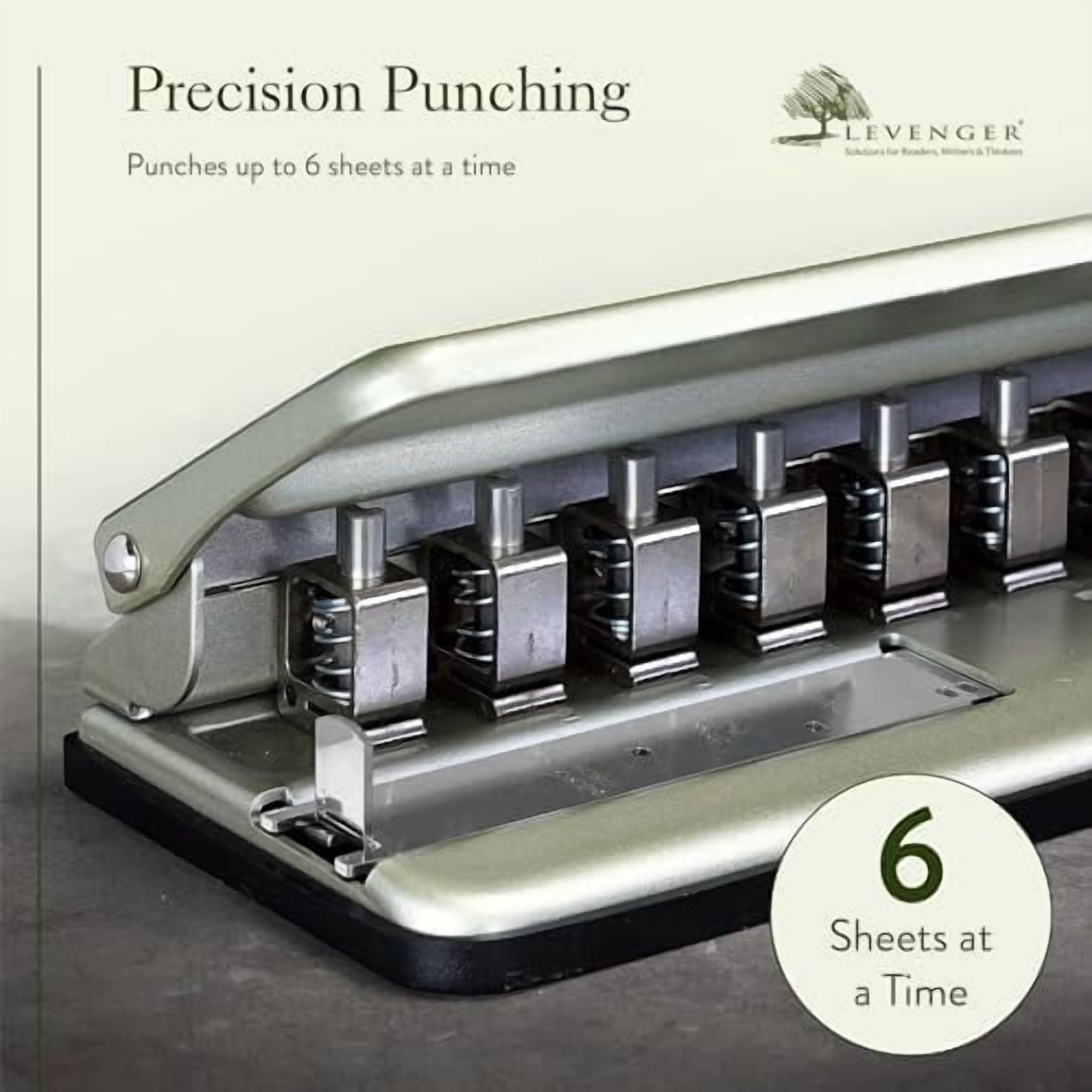 Levenger Circa Universal Desk Discbound Hole Punch, Heavy-Duty Metal Paper Puncher for Disc Notebooks, Business Home Office Supplies