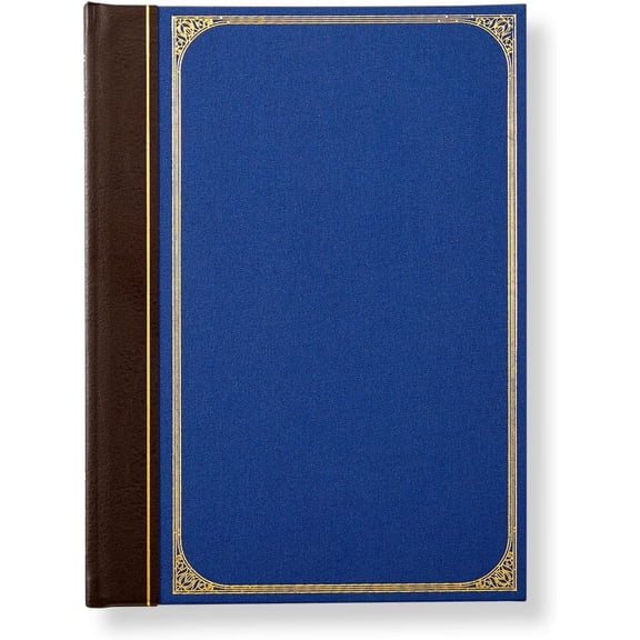 Levenger Shakespearean Folio Journal, Canvas Hardcover Journal with Gold Foil Detailing, Gilt-Edged Pages, Ribbon Bookmark, and Gift Box 200 Ruled Pages - Blue