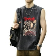 LEVEORCH Berserk Washed Tank Tops Anime Printed Tops Men's Casual Summer Sleeveless Shirts Fashion Hip Hop t-shirts