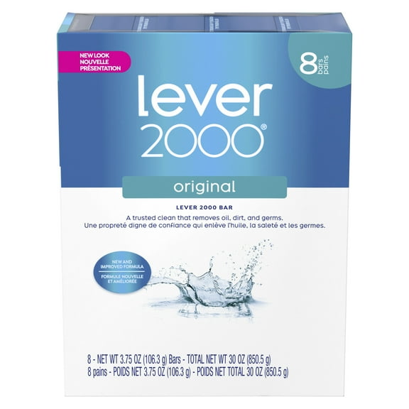 Lever 2000 Original Bar Soap for Men and Women, Refreshing Hand and Body Soap, 3.75 oz, 8 Pack