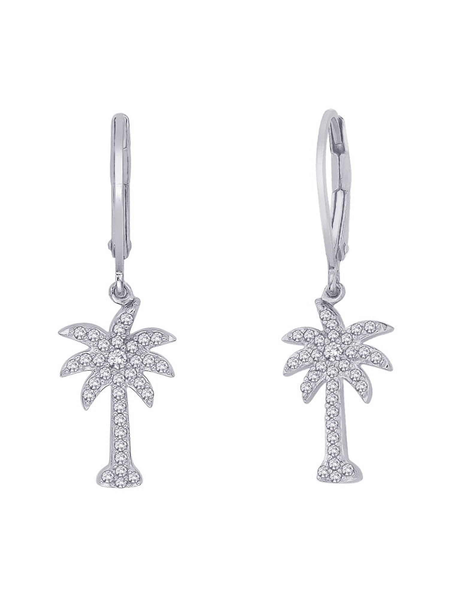 14k Yellow Gold Palm Tree Leverback Earrings / 2 D 並行輸入品 Kazi Luxury 14K White Gold Palm Tree Leverback Earrings