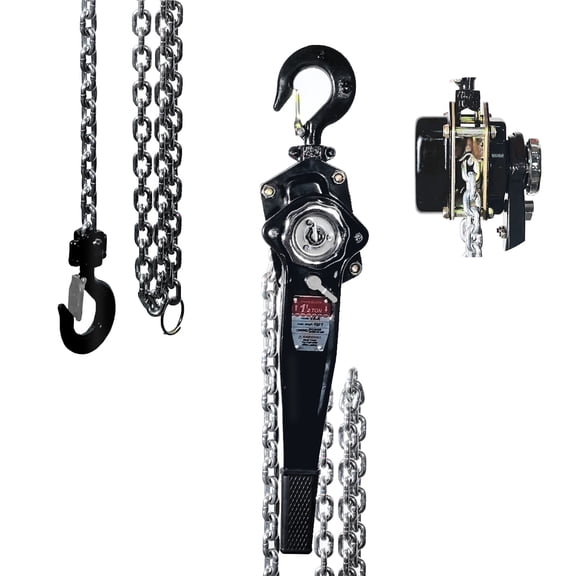 Lever Chain Hoist,  1-1/2 Ton 3300 lbs Capacity 10 FT Come Along, Chain Hoist With G80 Chain