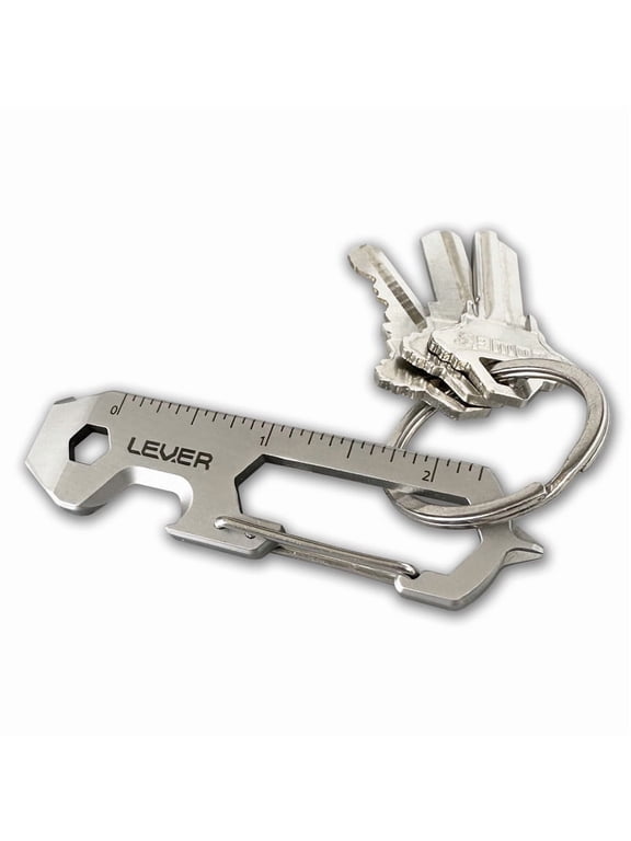 CLiP KT - Bottle Opener Keychain Multitool Carabiner For Keys | Mini Prybar Key Carabiner Keychain Screwdriver Multitool For Men | EDC Tool Key Chain Multi Tool Gift For Men (Silver)