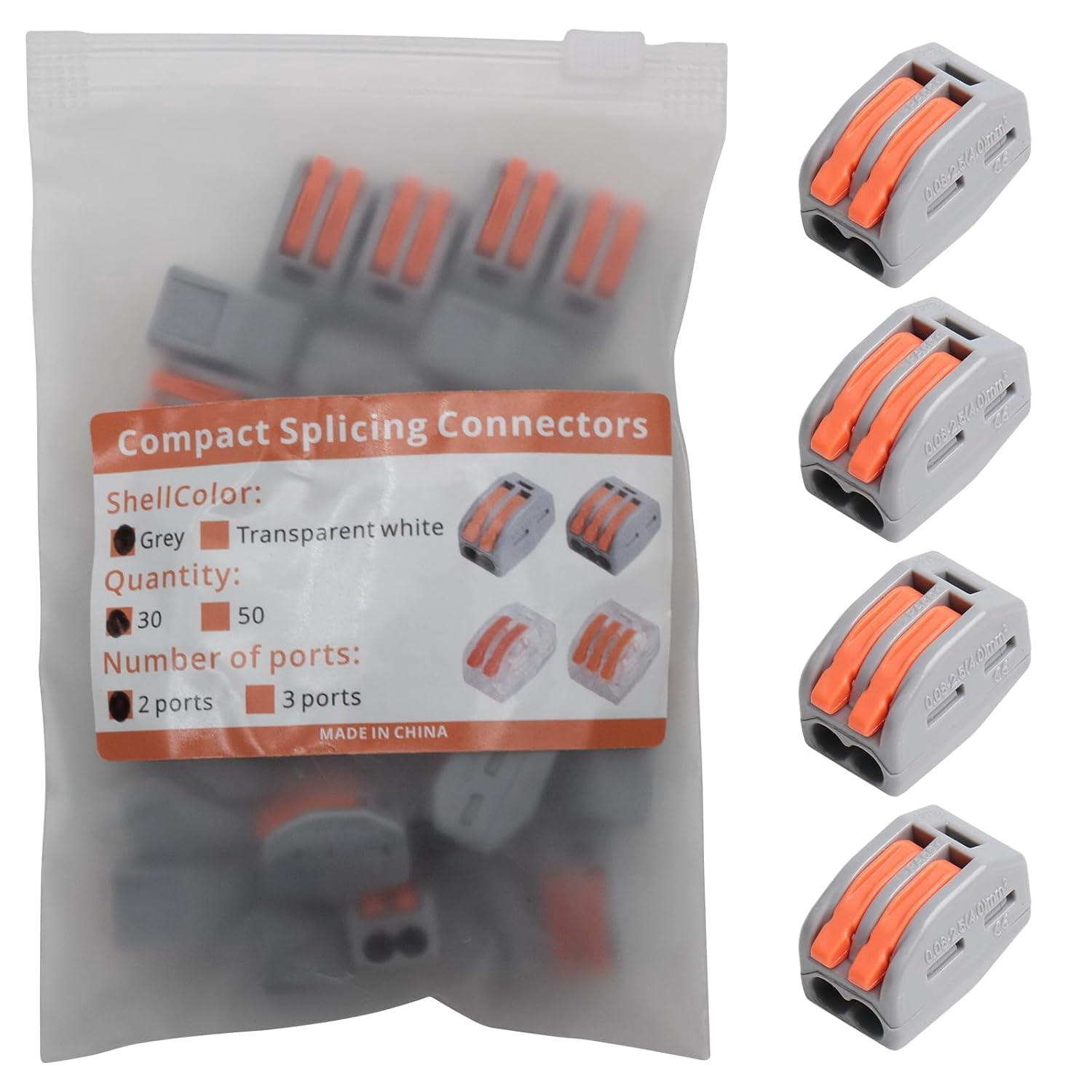 Stranded Connectors Lever Wire Connectors 2 Port, 28-12AWG Quick Connect Electrical ...