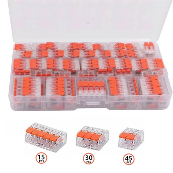 Lever Wire Connectors Assortment Kit, Quick Push-In Terminal Block, Transparent Reusable Electrical Cable Connectors for 0.14-4.0mm Solid Stranded Wires