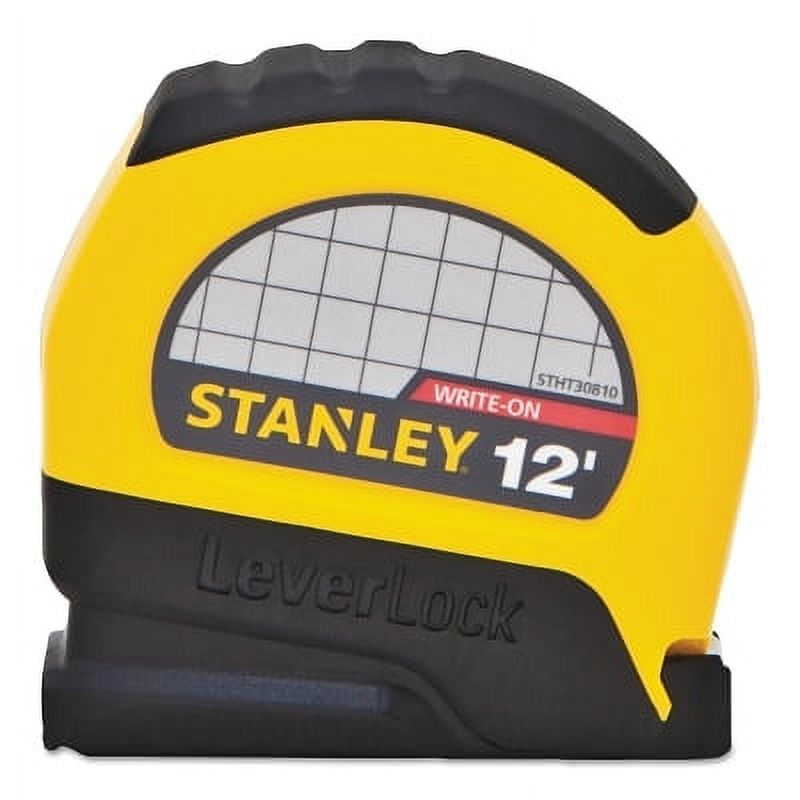 LeverLock Tape Measure, 1/2 in W x 12 ft L, SAE, Black/Yellow, Stud