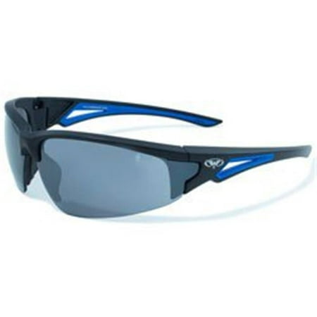Leverage Safety Glasses with Flash Mirror Lenses and Blue Frame